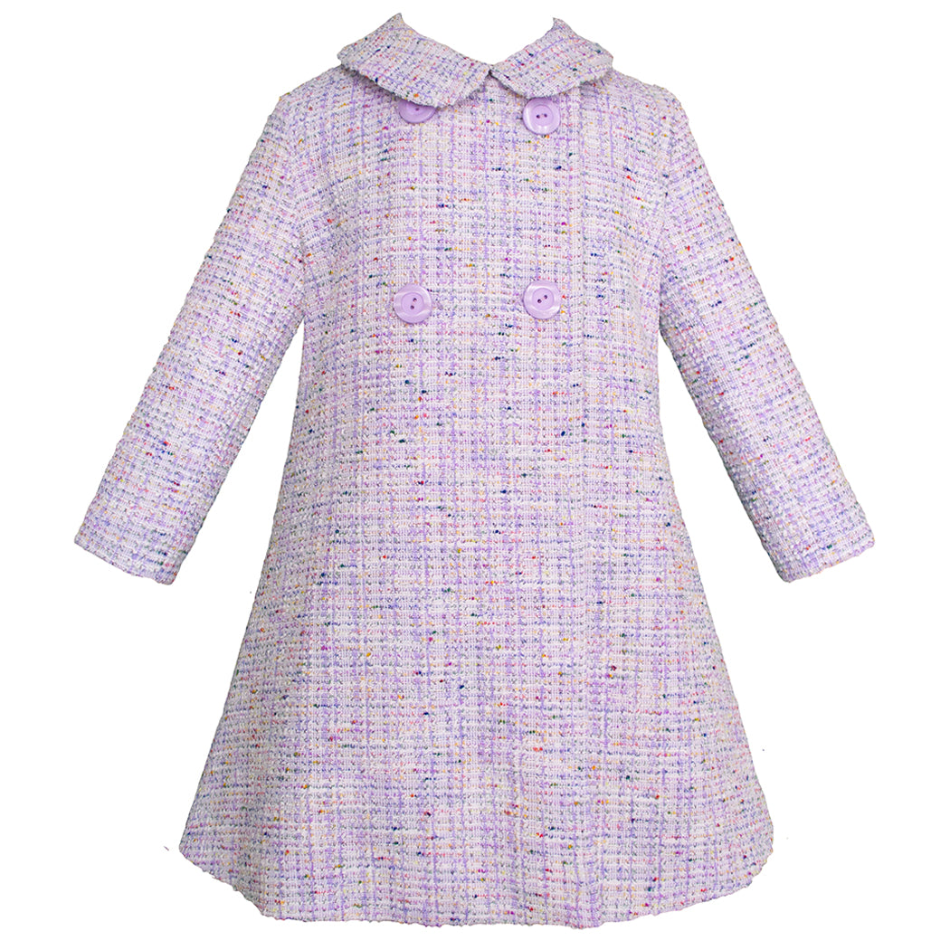 Abrigo Lila para Niña en Tweed con Botones Grandes - Gerat