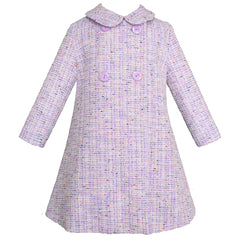 Abrigo Lila para Niña en Tweed con Botones Grandes - Gerat