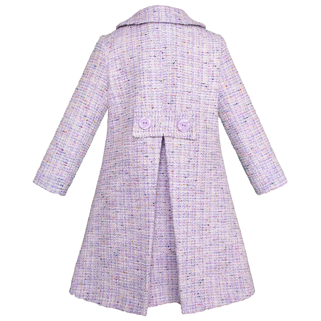 Abrigo Lila para Niña en Tweed con Botones Grandes - Gerat