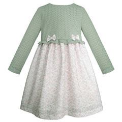 Vestido Gerat para niña con talle tejido verde