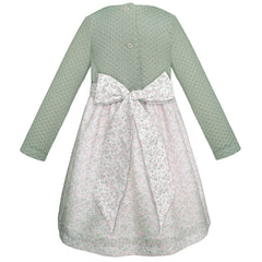 Vestido Gerat para niña con talle tejido verde