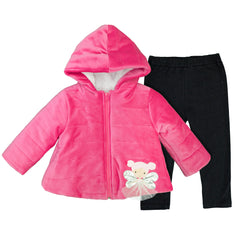 Conjunto para Bebés de 12 a 18 Meses Gerat - Chamarra Acolchada Rosa con Body y Leggings