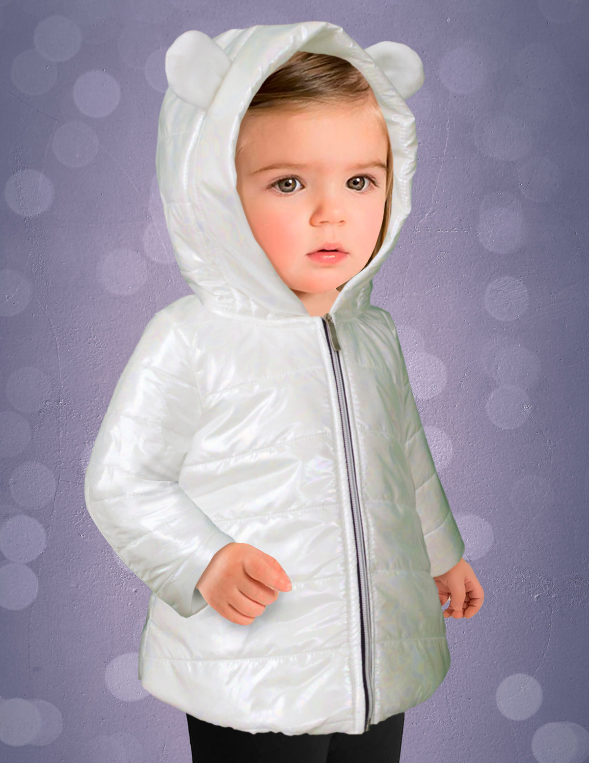Chamarra Blanca para Bebés de 12 a 18 Meses - Diseño con Capucha y Orejas Gerat