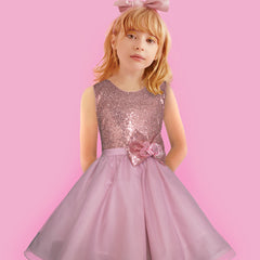 Vestido de fiesta juvenil Gerat color palo de rosa