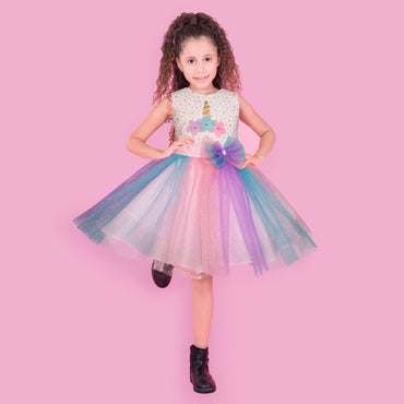Vestido de fiesta para niñas Gerat unicornio color arcoiris