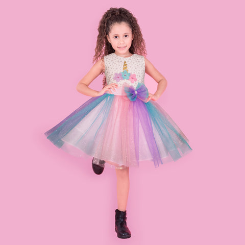 Vestido de fiesta para niñas Gerat unicornio color arcoiris