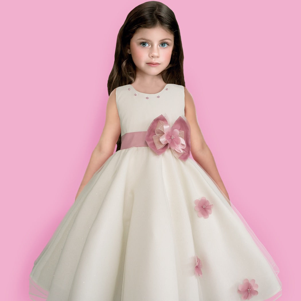 resistencia Inmundicia sutil Vestido de fiesta Gerat para niña color hueso con rosa – Gerat Infants  Boutique