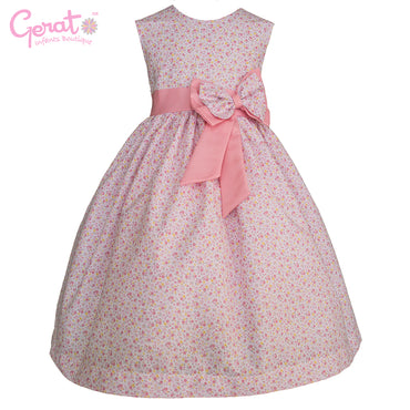Vestido para niñas con estampado de flores color rosa pastel