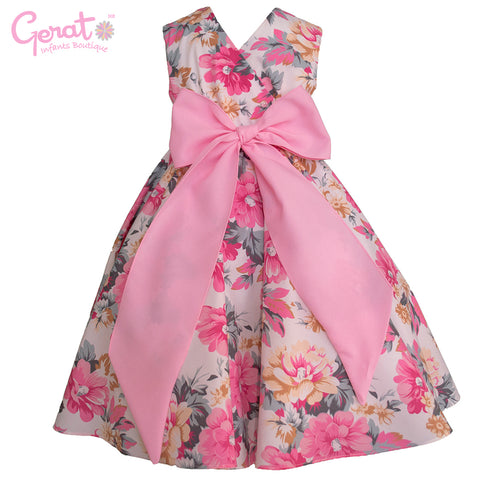 Vestido Gerat para niñas de flores color rosa y gris
