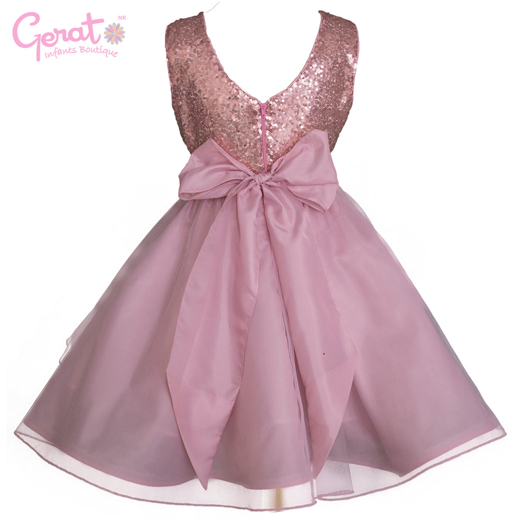 Vestido de fiesta juvenil Gerat color palo de rosa