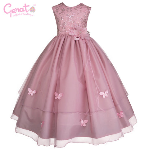 Vestido de fiesta para niña Gerat color palo de rosa