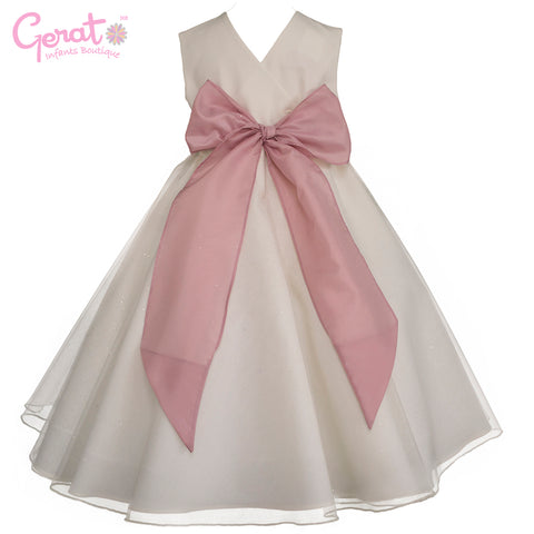 Vestido de fiesta Gerat para niña color hueso con rosa