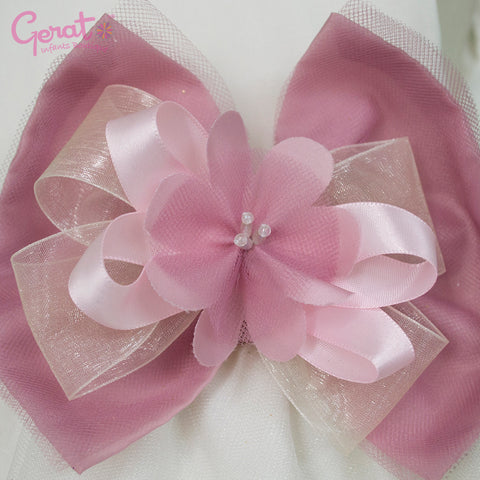 Vestido de fiesta Gerat para niña color hueso con rosa