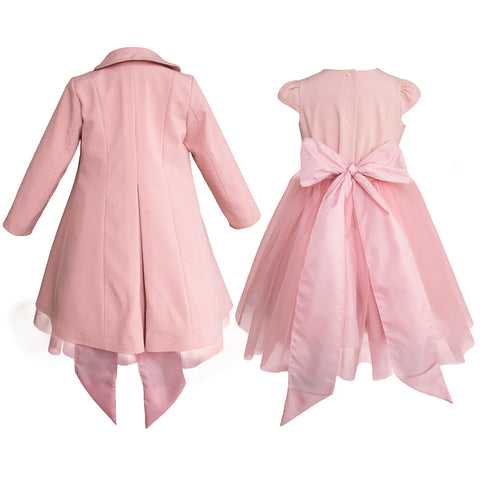 Conjunto para niña de abrigo,vestido rosa Gerat