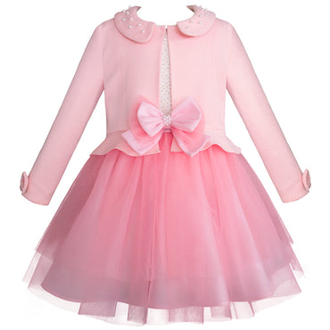 Conjunto para niña blusa falda y saco color rosa