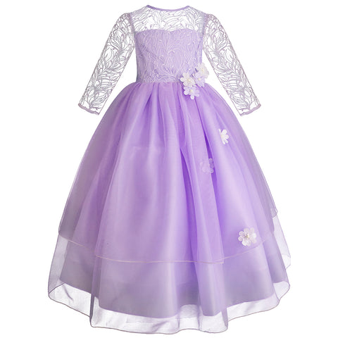 Vestido de fiesta para niñas con mangas Gerat color lila