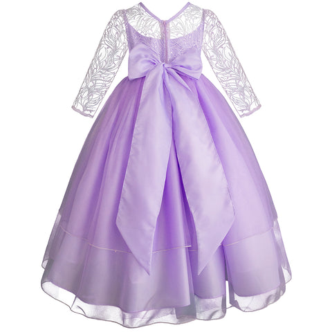 Vestido de fiesta para niñas con mangas Gerat color lila