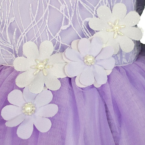 Vestido de fiesta para niñas con mangas Gerat color lila