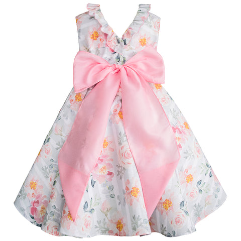 Vestido para niñas Gerat con flores color rosa y gris