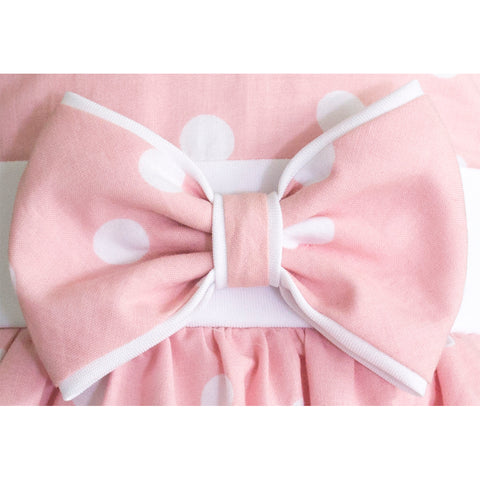 Vestido de niña Gerat rosa con bolitas blancas
