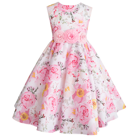 Vestido para niñas Gerat con flores color rosa